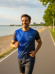 Men's O-neck sports printed short-sleeved technical t-shirt