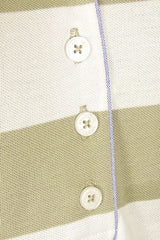 Women's striped collared short-sleeved cotton dress - beige