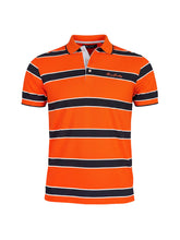 Men's striped collared short-sleeved cotton polo shirt - orange