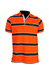 Men's striped collared short-sleeved cotton polo shirt - orange