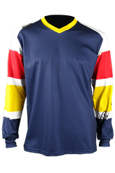 V-nyakú hosszú ujjú férfi technikai sport póló - kék