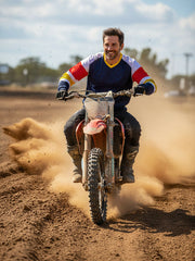Men's V-neck long-sleeved technical sports t-shirt - blue