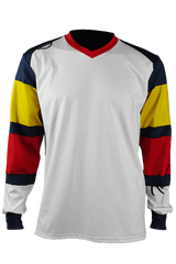 Men's V-neck long-sleeved technical sports t-shirt - white