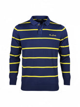 Men's cotton polo shirt with striped collar and 3 buttons - lemon yellow