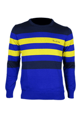 Men's striped crew neck cotton sweater