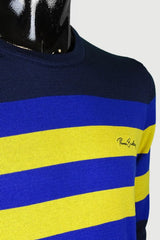Men's striped crew neck cotton sweater