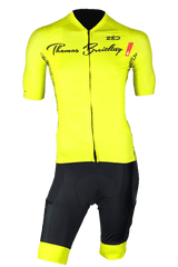 Limited edition, numbered cycling pro jersey and bib cargo shorts set - lemon yellow
