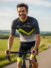 Limitált, sorszámozott kerékpáros pro mez és kantáros cargo nadrág szettben - fekete