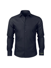Egyszínű hosszúujjú legombolható galléros férfi oxford pamut ing - sötétkék