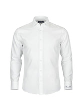 Egyszínű hosszúujjú legombolható galléros férfi oxford pamut ing - fehér