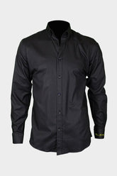 Egyszínű hosszúujjú legombolható galléros férfi oxford pamut ing - sötétkék