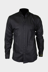 Egyszínű hosszúujjú legombolható galléros férfi oxford pamut ing - sötétkék