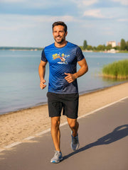 Men's O-neck sports printed short-sleeved technical t-shirt