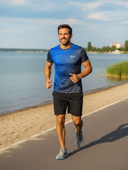 Men's O-neck sports printed short-sleeved technical t-shirt